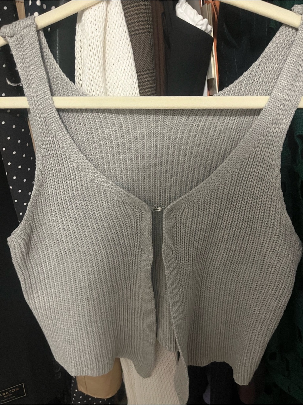 Light Gray Knit Zip-Front Tank